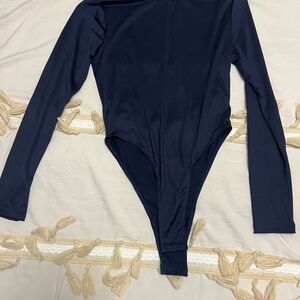 Navy Blue Long Sleeve Bodysuit